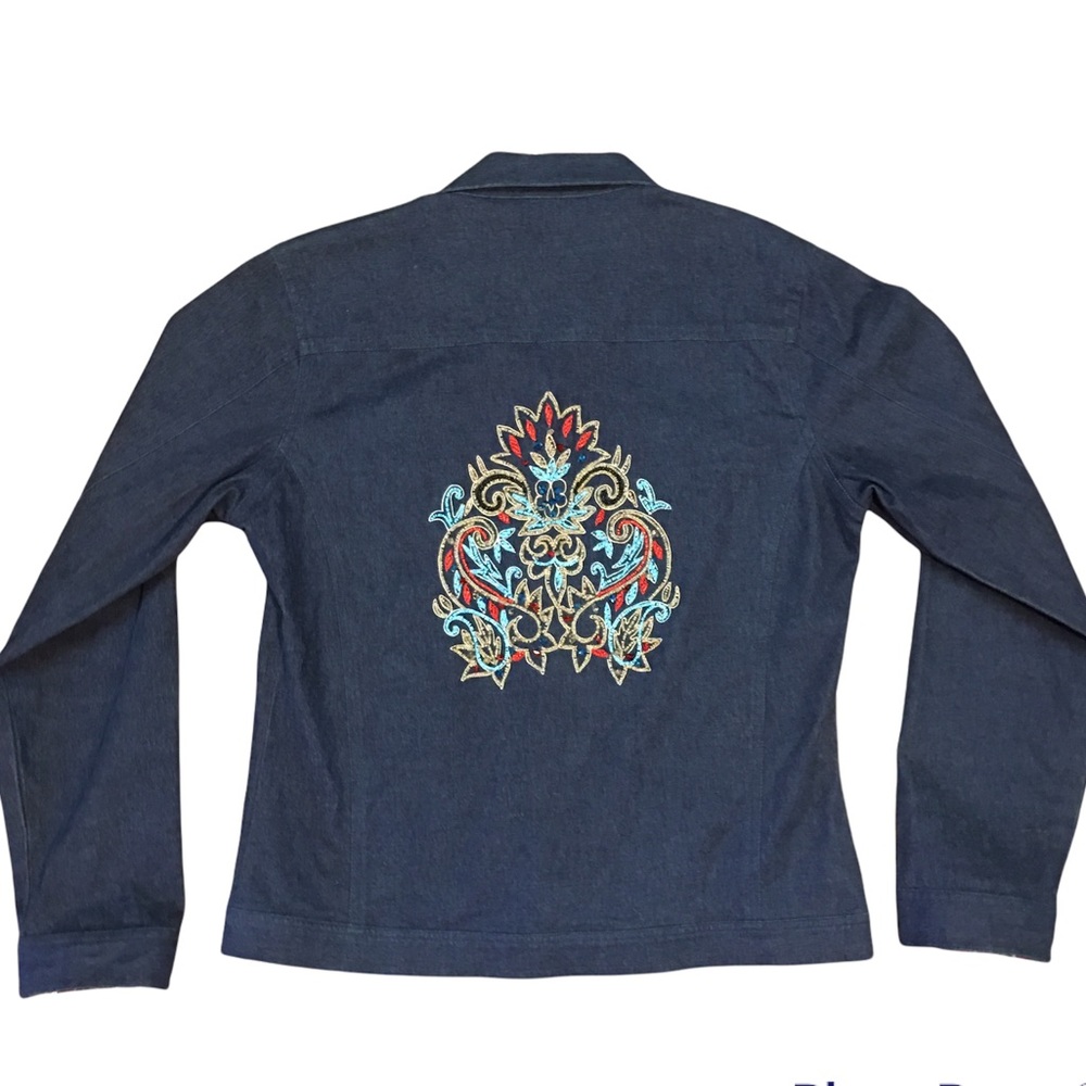 Women’s Dolce beaded sz Large lightweight denim shirt jacket